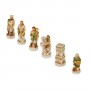 Chess pieces battle Romans vs Barbarians in hand painted alabaster and resin