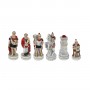 Chess pieces battle Romans vs Barbarians in hand painted alabaster and resin