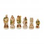 Chess pieces battle Romans vs Barbarians in hand painted alabaster and resin