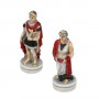 Chess pieces battle Romans vs Barbarians in hand painted alabaster and resin