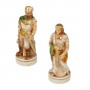 Chess pieces battle Romans vs Barbarians in hand painted alabaster and resin