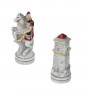 Chess pieces battle Romans vs Barbarians in hand painted alabaster and resin