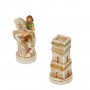 Chess pieces battle Romans vs Barbarians in hand painted alabaster and resin