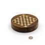 Round magnetic chess set natural wood - with drawer