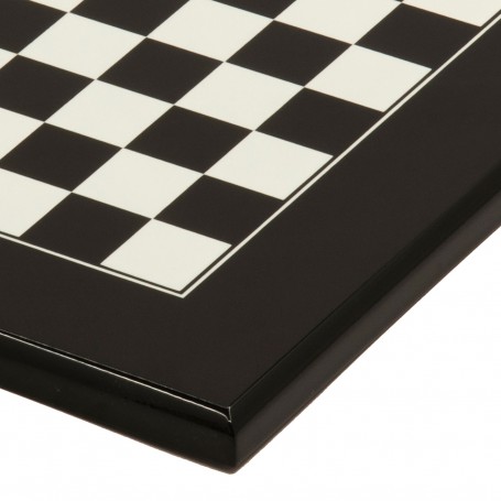 Handmade chess board in black and white lacquered wood