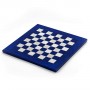 Chessboard in elm root wood white/ivory and blu