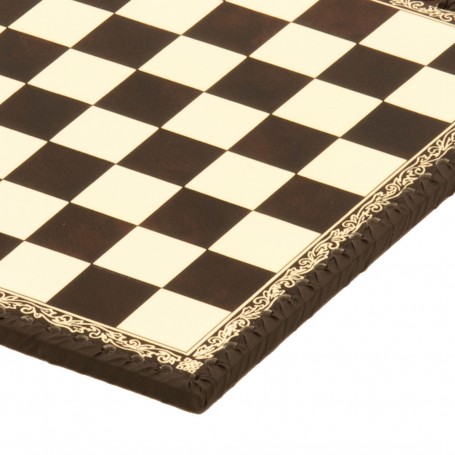 Chessboard leatherette ivory and brown inserted by hand