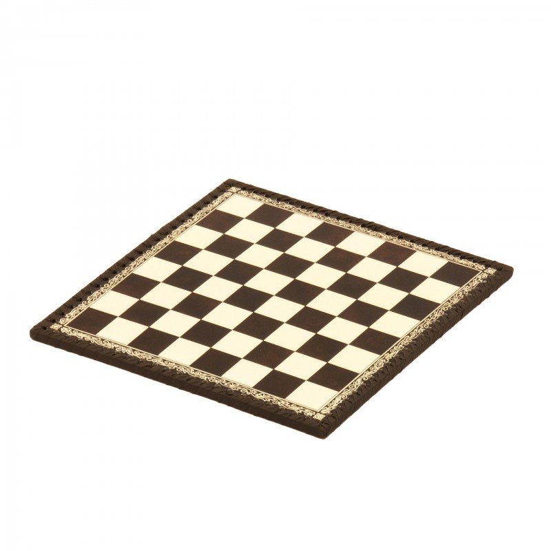 Chessboard leatherette ivory and brown inserted by hand