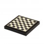 Chess board box container leatherette ivory and blue inserted by hand