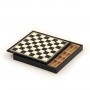 Chess board box container leatherette ivory and blue inserted by hand