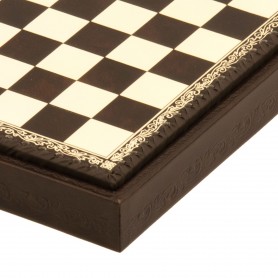 Chess Board Box Leatherette ivory and brown inserted by hand