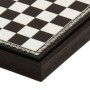 Chess board box container leatherette Black and Ivory inserted by hand