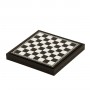 Chess board box container leatherette Black and Ivory inserted by hand