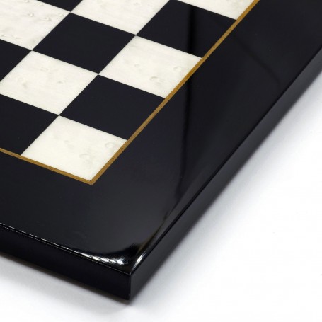 Chessboard in elm root wood ivory/white and black