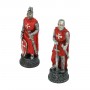 Chess pieces Crusaders in alabaster and resin hand-painted