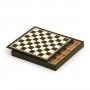 Chess board box container leatherette Ivory and Green inserted by hand