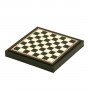 Chess board box container leatherette Ivory and Green inserted by hand
