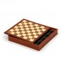 Chess board with container, in walnut wood and maple inlaid by hand