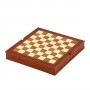 Chess board with container, in walnut wood and maple inlaid by hand
