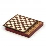 Chess board box container leatherette ivory and bordeaux inserted by hand