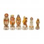 Chess pieces Spaniard against Incas in alabaster and hand-painted resin