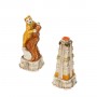 Chess pieces Spaniard against Incas in alabaster and hand-painted resin