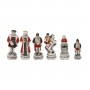 Chess pieces Spaniard against Incas in alabaster and hand-painted resin