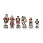 Chess pieces Spaniard against Incas in alabaster and hand-painted resin