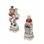 Chess pieces Spaniard against Incas in alabaster and hand-painted resin