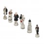 Chess pieces American Civil War in alabaster and resin painted by hand