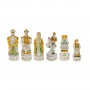 Genghis Khan hand painted alabaster and resin chess pieces and the Mongol battle against the Chinese people