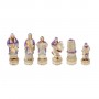 Genghis Khan hand painted alabaster and resin chess pieces and the Mongol battle against the Chinese people