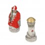 Chess pieces Order of Crusaders in alabaster and resin hand-painted