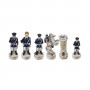 Chess pieces Police State and Municipal Police in alabaster and resin painted by hand