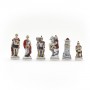 Chess pieces battle Romans vs Barbarians in hand painted alabaster and resin