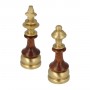 Metal chess pieces brass and wood hornbeam stylized handmade staunton pattern