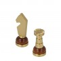 Metal chess pieces brass and wood hornbeam stylized handmade staunton pattern