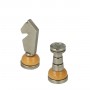 Metal chess pieces brass and wood hornbeam stylized handmade staunton pattern