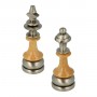 Metal chess pieces brass and wood hornbeam stylized handmade staunton pattern