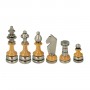 Metal chess pieces brass and wood hornbeam stylized handmade staunton pattern