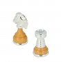 Metal Brass and wood chess pieces handcrafted by hand with gold and silver plated