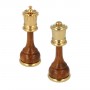 Metal Brass and wood chess pieces handcrafted by hand with gold and silver plated