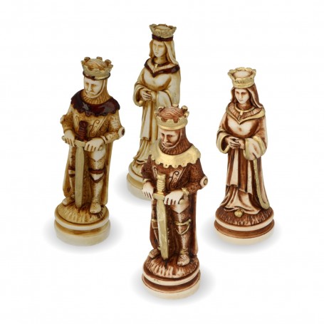 "Medioevo" chess pieces in alabaster and resin Wood Effect Coating