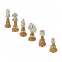 Metal Brass and wood chess pieces made by hand and assembled by hand with gold and silver plated