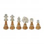Metal Brass and wood chess pieces made by hand and assembled by hand with gold and silver plated