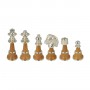 Metal Brass and wood chess pieces made by hand and assembled by hand with gold and silver plated