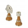 Metal Brass and wood chess pieces made by hand and assembled by hand with gold and silver plated