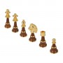 Metal Brass and wood chess pieces made by hand and assembled by hand with gold and silver plated