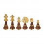 Metal Brass and wood chess pieces made by hand and assembled by hand with gold and silver plated