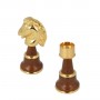 Metal Brass and wood chess pieces made by hand and assembled by hand with gold and silver plated